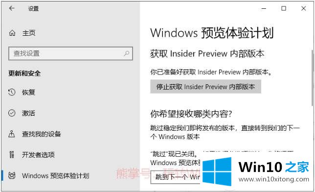 启动Win10 19H1 Skip Ahead跳跃预览通道