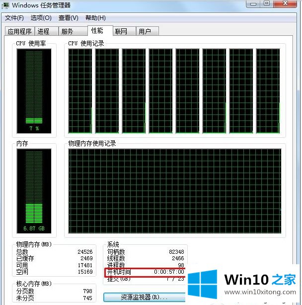 win10系统查看电脑开机运行时间的具体处理方式